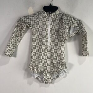 Wensley Rose Boutique Palm Tree 2 Piece Swimsuit, Toddler Girl's Size 3/4 -Green